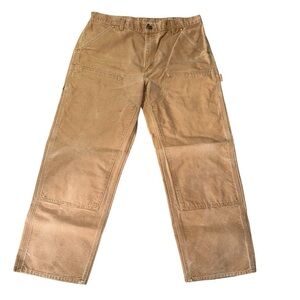 Carhartt Carpenter Pants Mens 34x28 Brown Workwear Utility Work Pants Canvas
